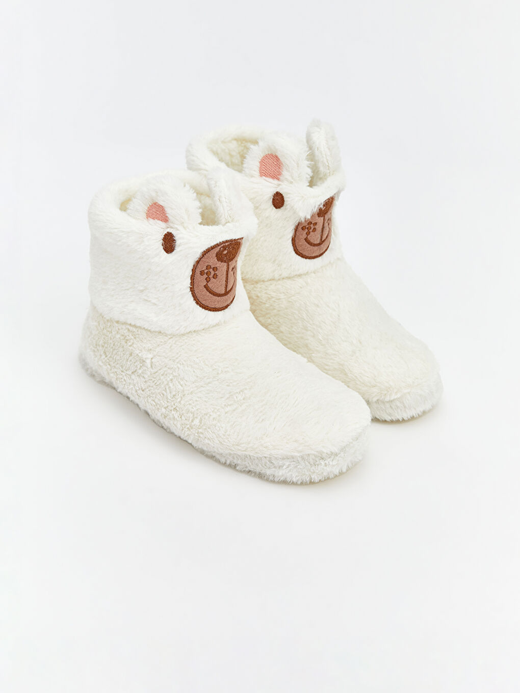 Beyaz Hayvan Figürlü Kadın Pelüş Ev Botu
