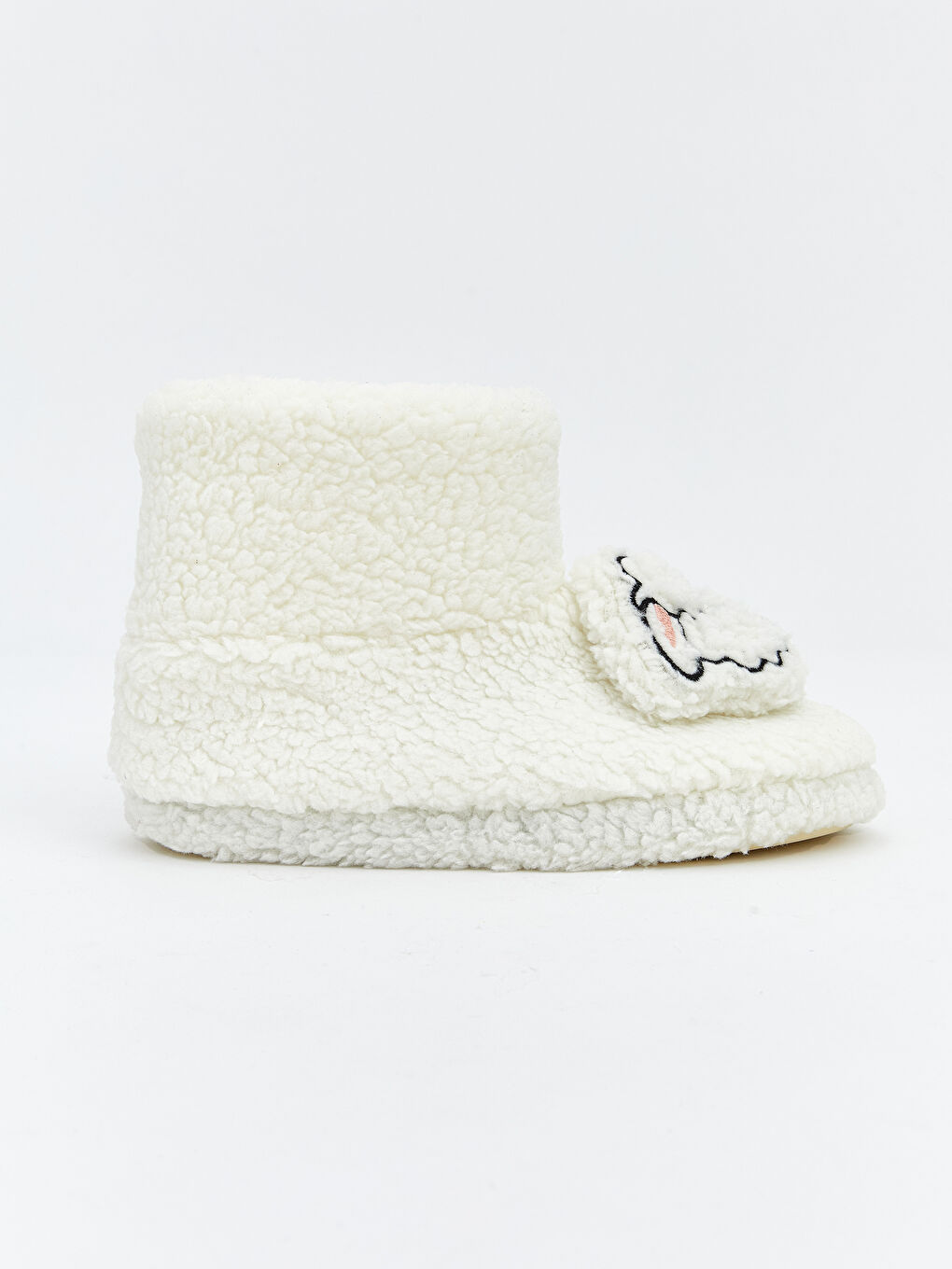 Beyaz Hayvan Figürlü Pelüş Kadın Panduf-1