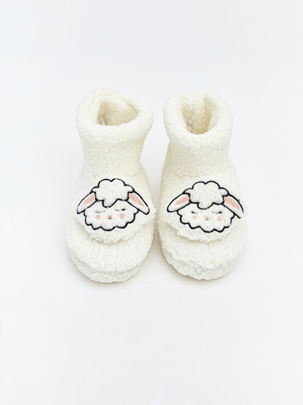 Beyaz Hayvan Figürlü Pelüş Kadın Panduf-2