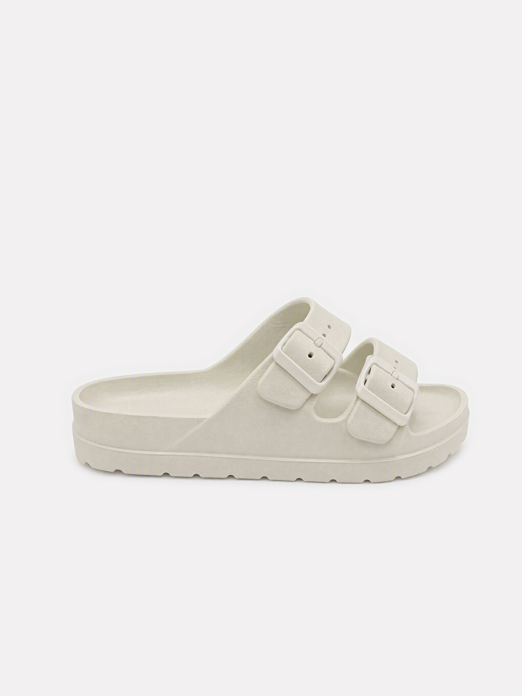 Double Strapped Buckle Detailed Women's Slipper-1