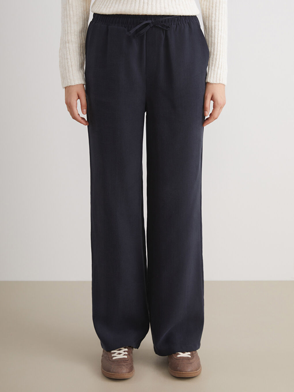 XSIDE Elastic Waist Wide Leg Women's Trousers -W5IA93Z8-CRP