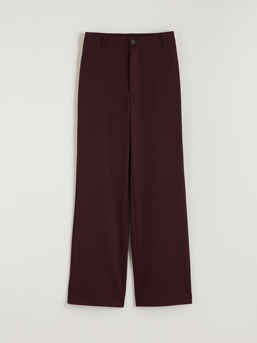 Bordo Regular Fit Geniş Paça Kadın Pantolon-4