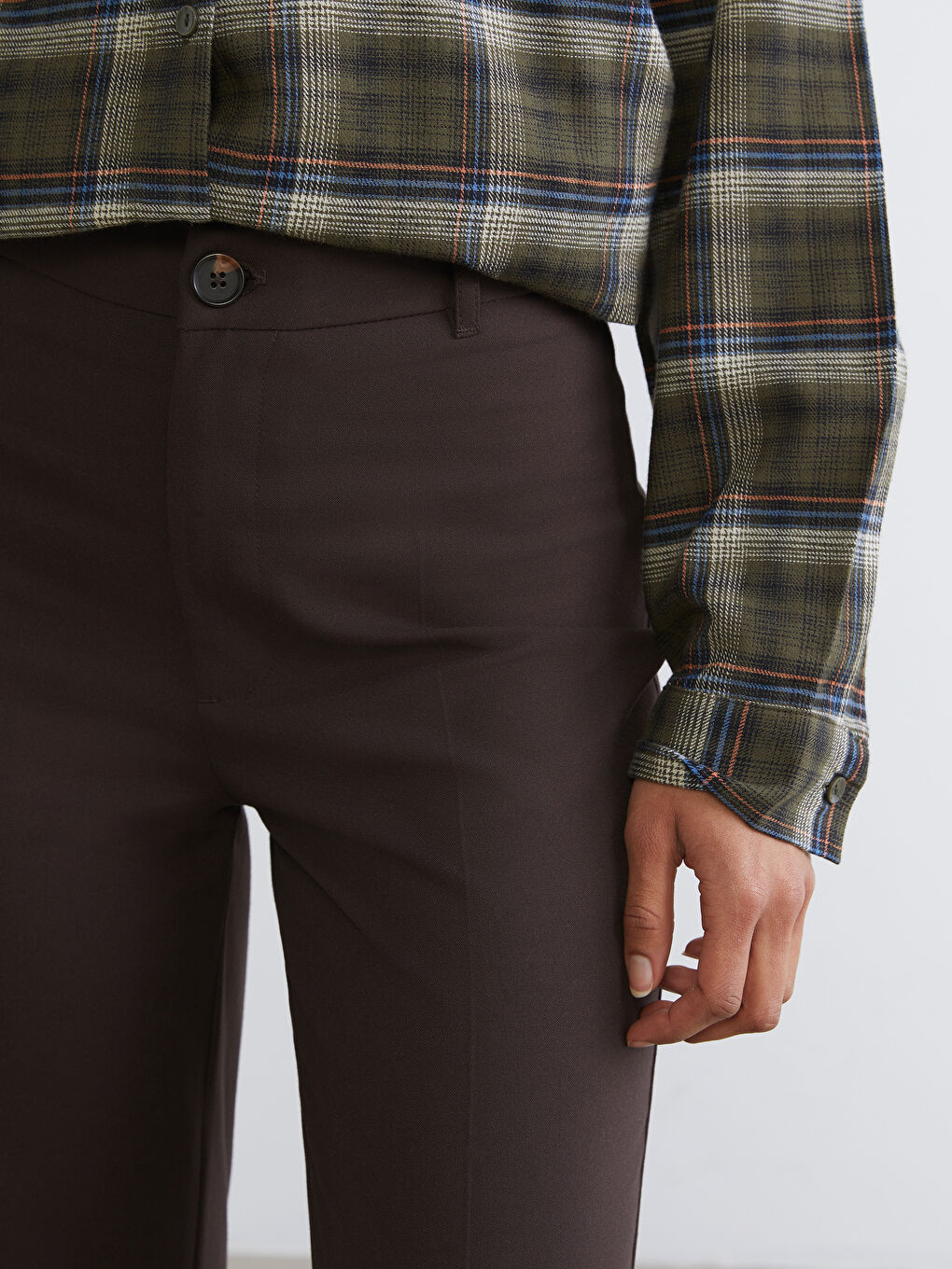 Kahverengi Regular Fit Geniş Paça Kadın Pantolon-2