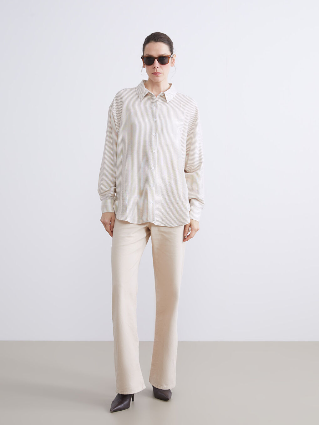 Striped Oversize Women's Shirt-1