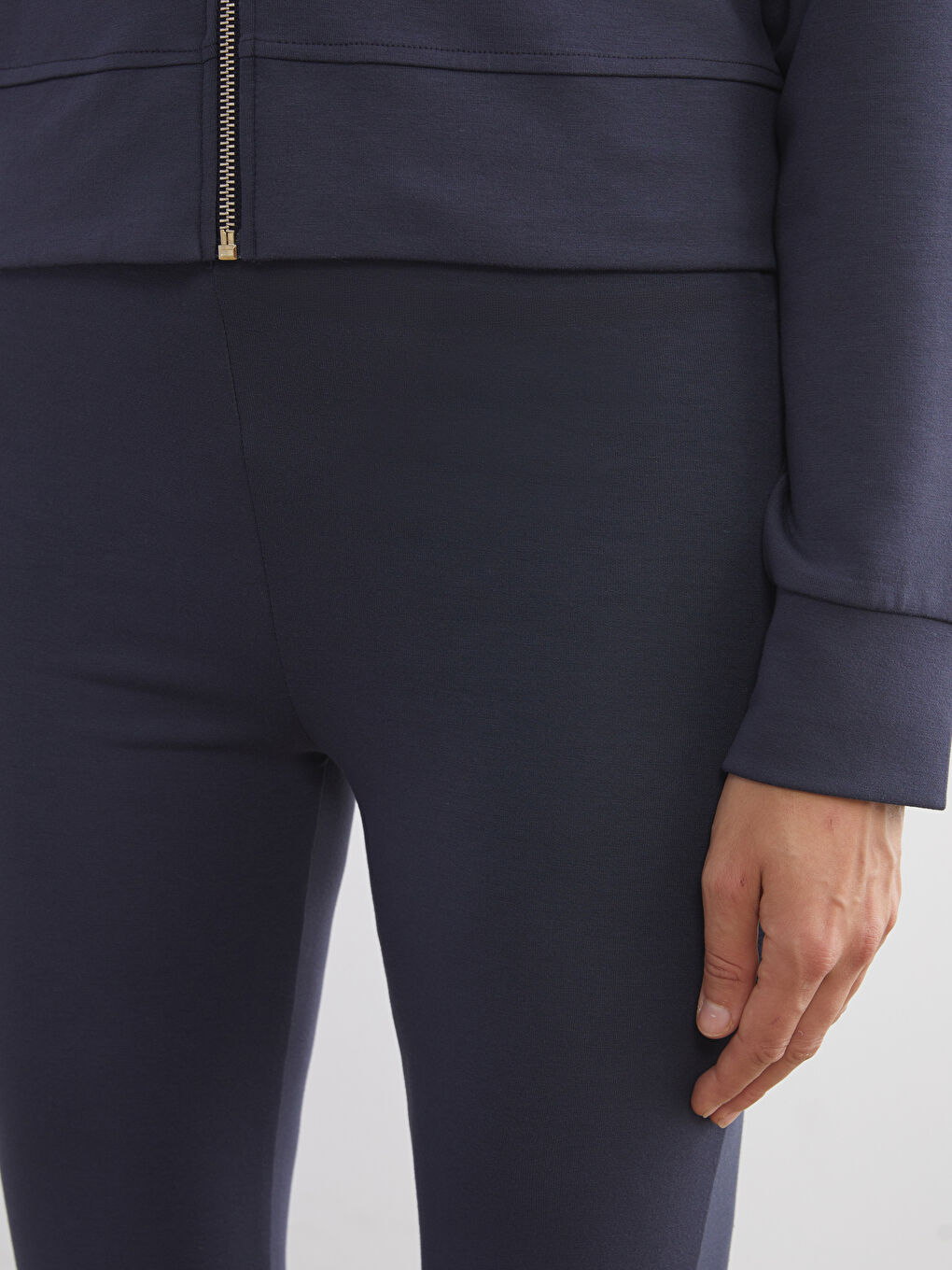 Lacivert Yüksek Bel İspanyol Paça Kadın Tayt-2