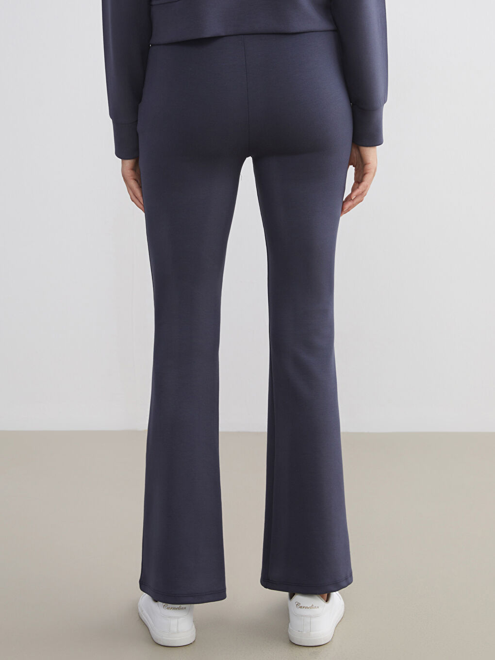 Lacivert Yüksek Bel İspanyol Paça Kadın Tayt-3