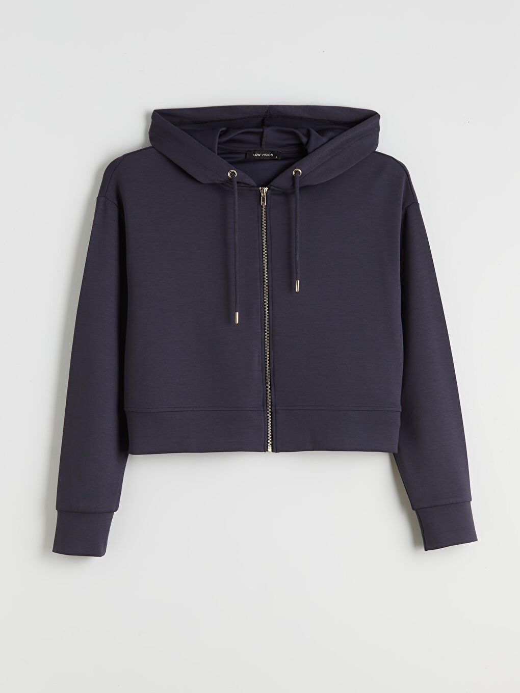 Lacivert Kapüşonlu Kadın Fermuarlı Sweatshirt-4