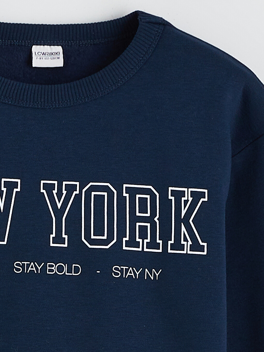 Lacivert Bisiklet Yaka New York Baskılı Erkek Çocuk Sweatshirt-2