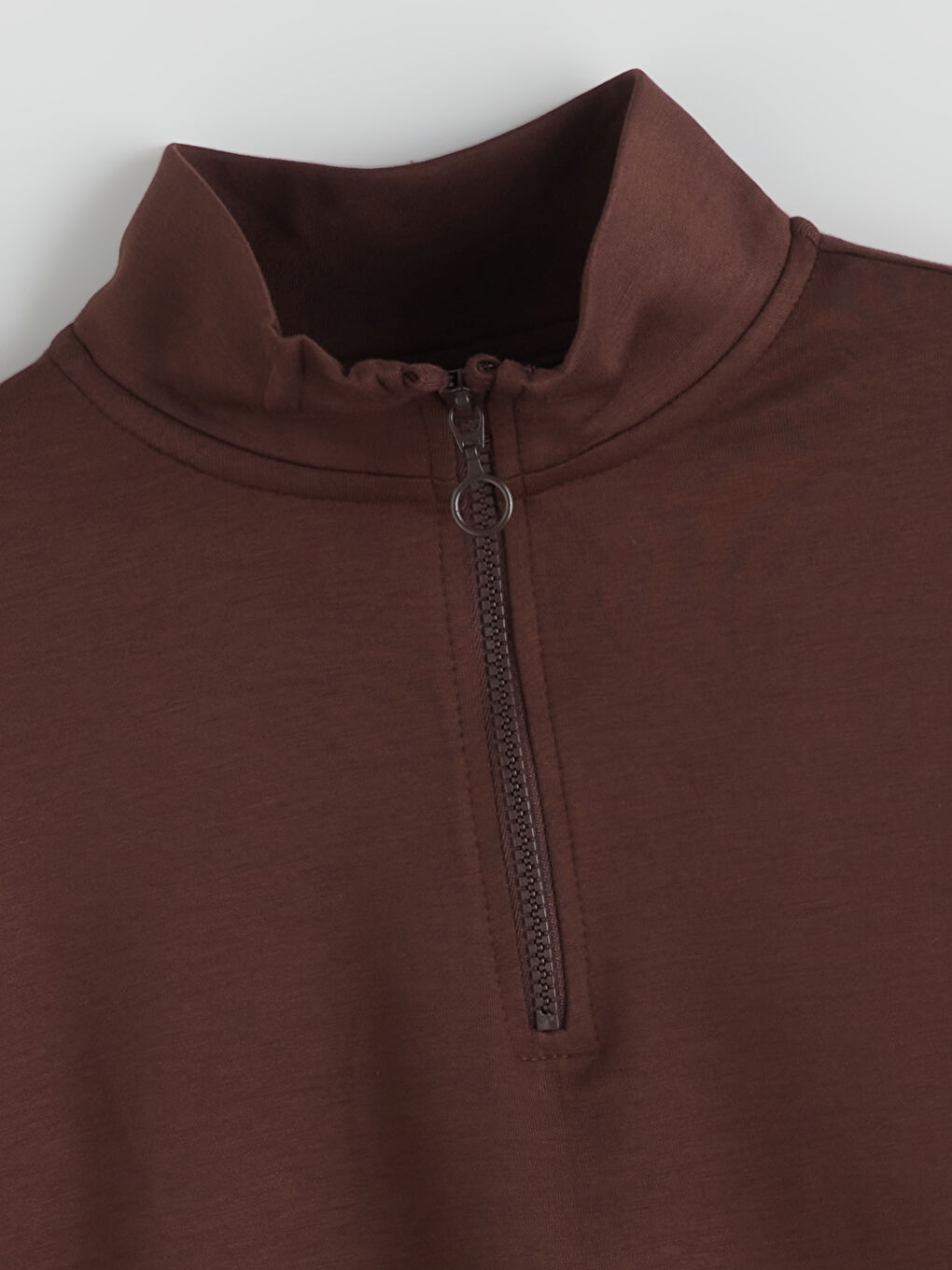 Kahverengi Dik Yaka Kız Çocuk Sweatshirt-1