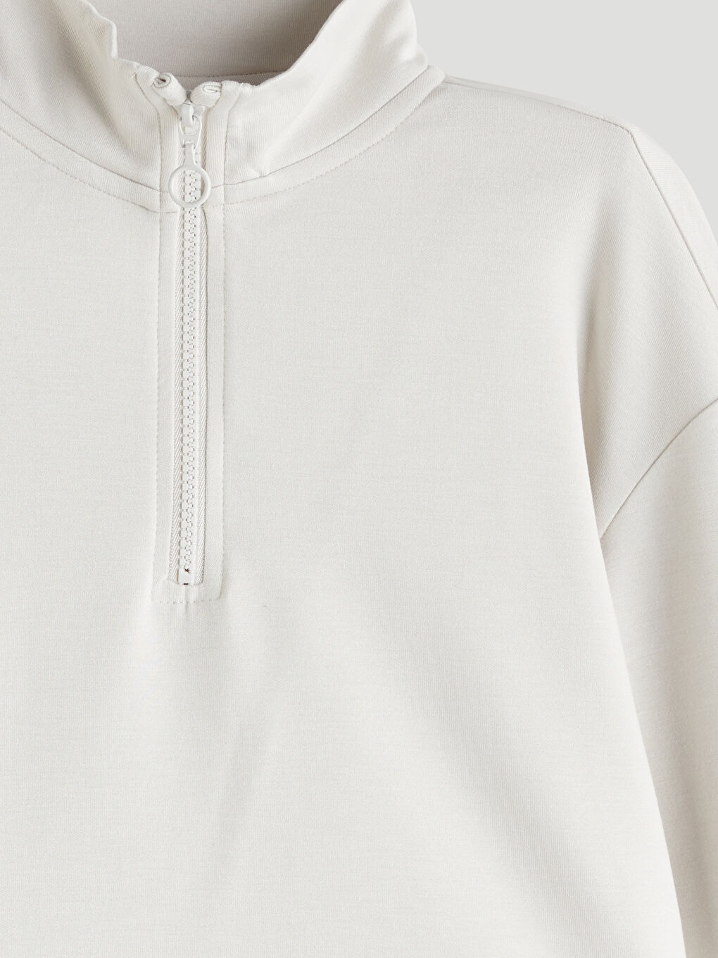 Bej Dik Yaka Kız Çocuk Sweatshirt-1