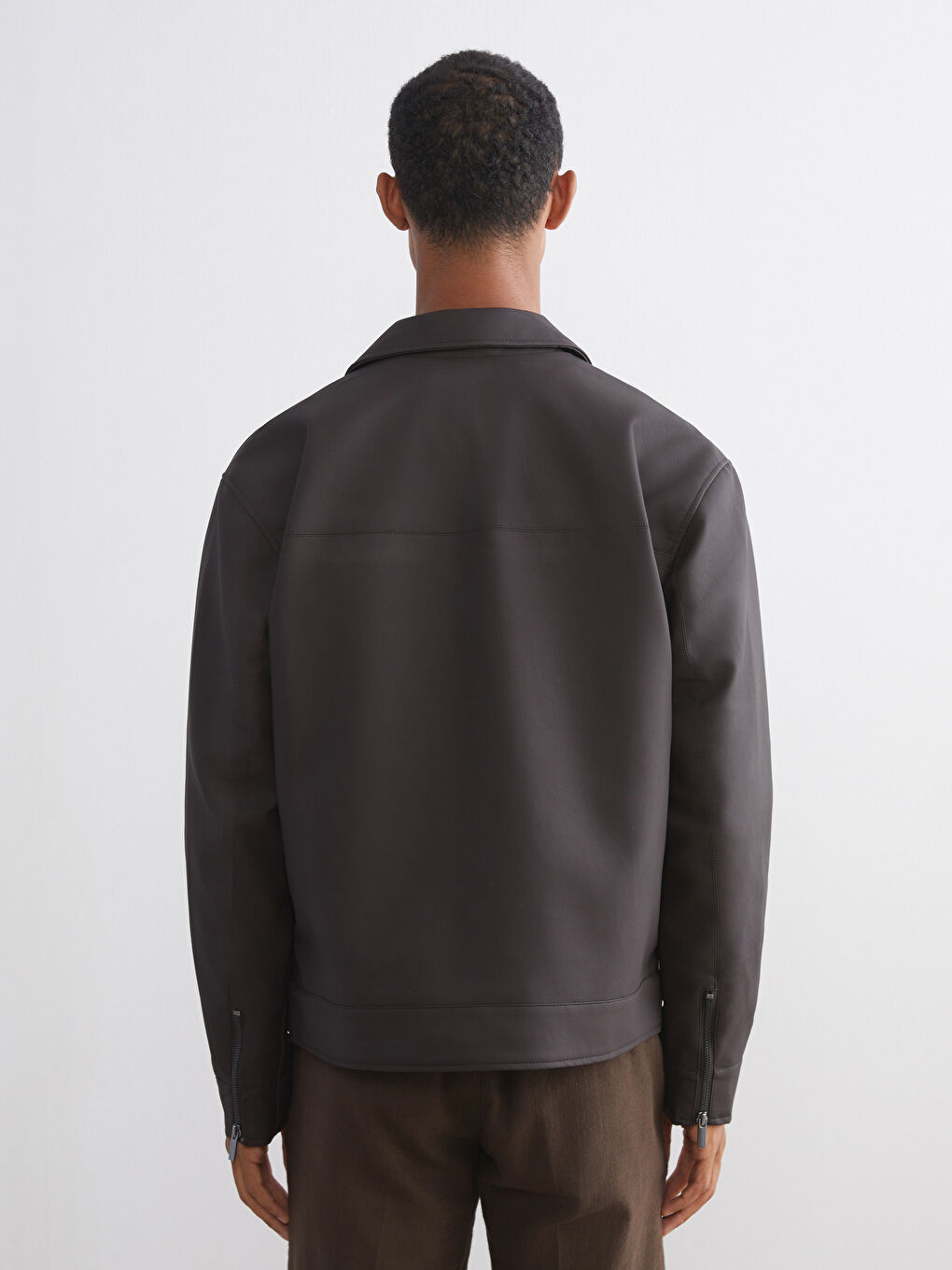 Standard Fit Collared Neck Men's Leather Look Jacket-4