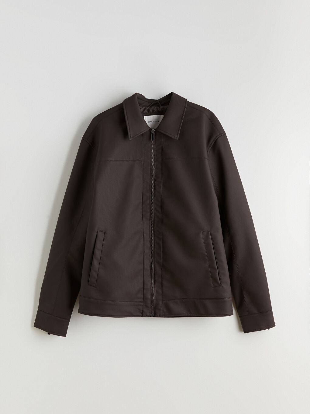 Standard Fit Collared Neck Men's Leather Look Jacket-5