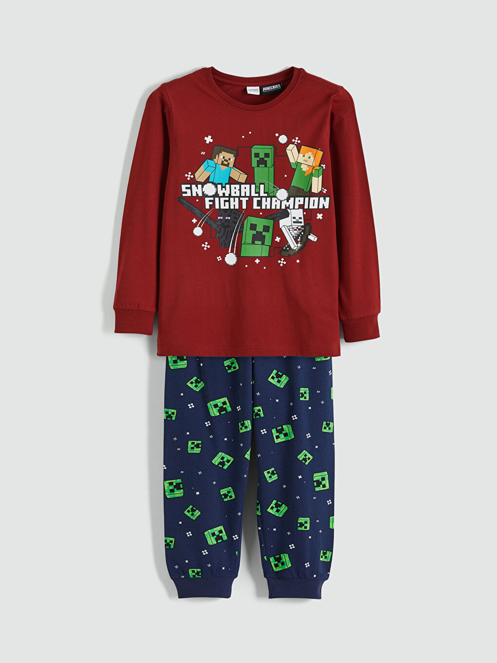 Kırmızı Minecraft Baskılı Erkek Çocuk Pijama Takımı