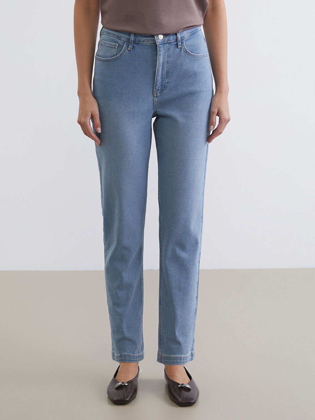 İndigo Mom Fit Kadın Jean Pantolon-2