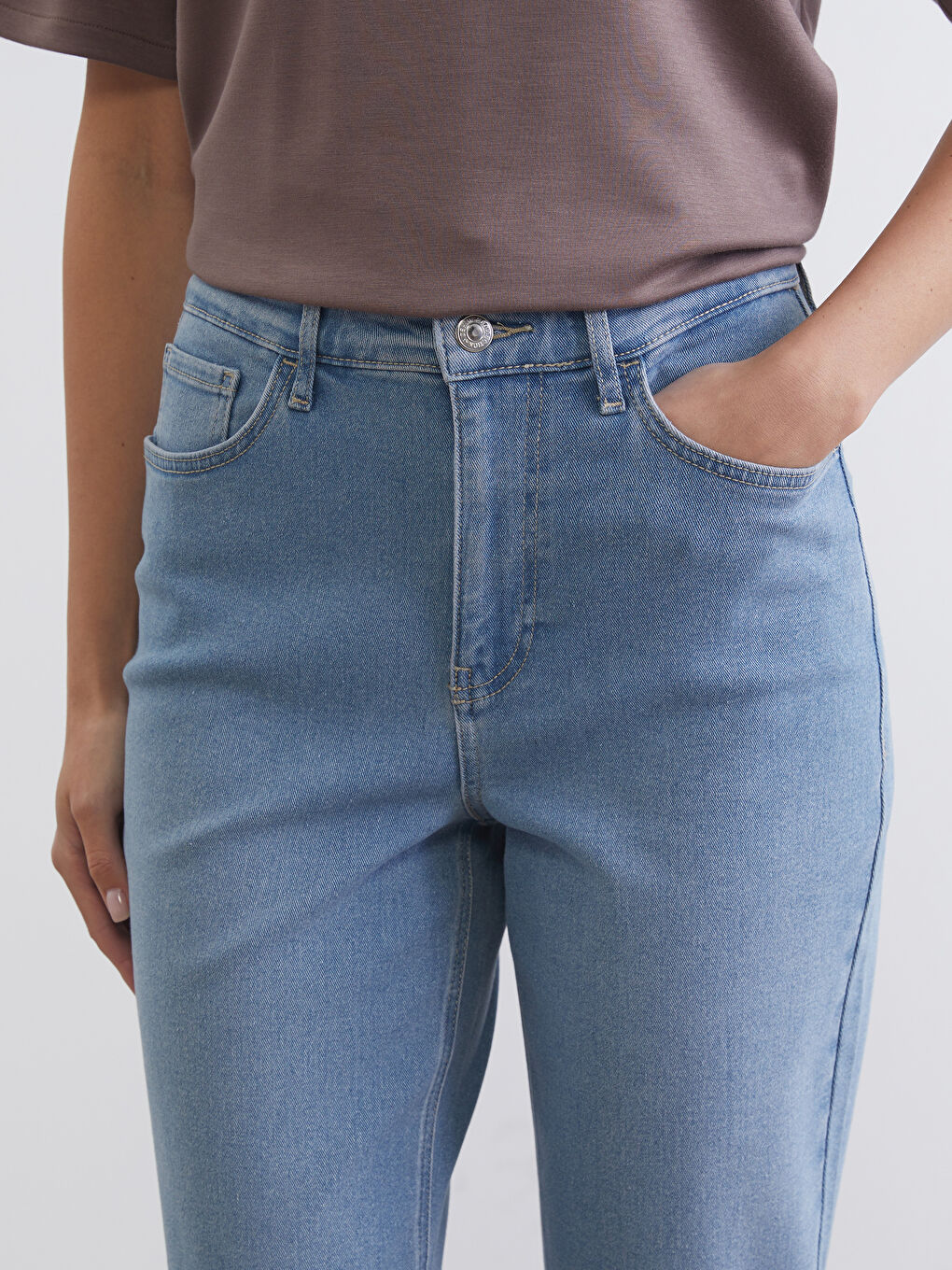 İndigo Mom Fit Kadın Jean Pantolon-3