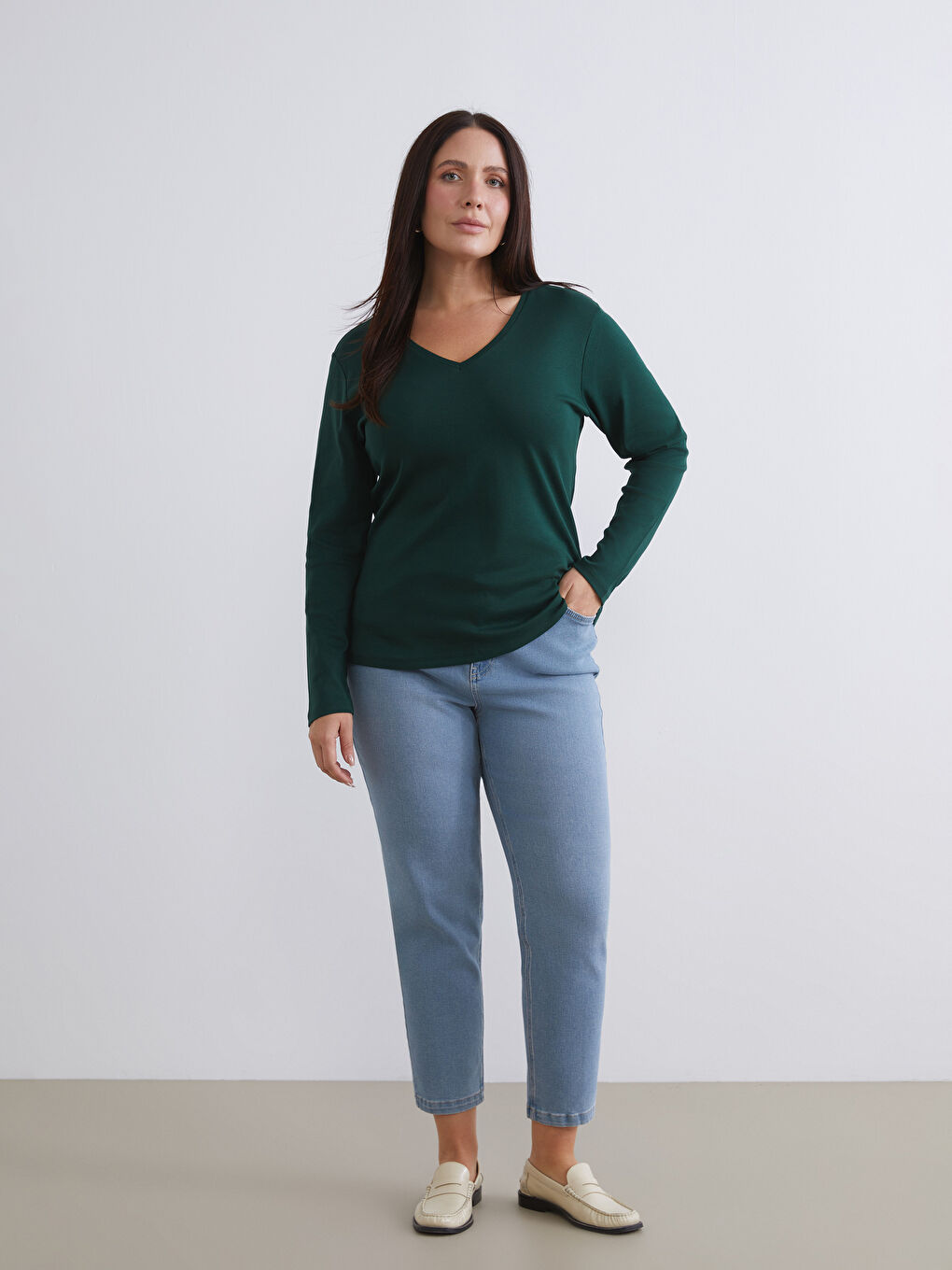 İndigo Mom Fit Kadın Jean Pantolon-1