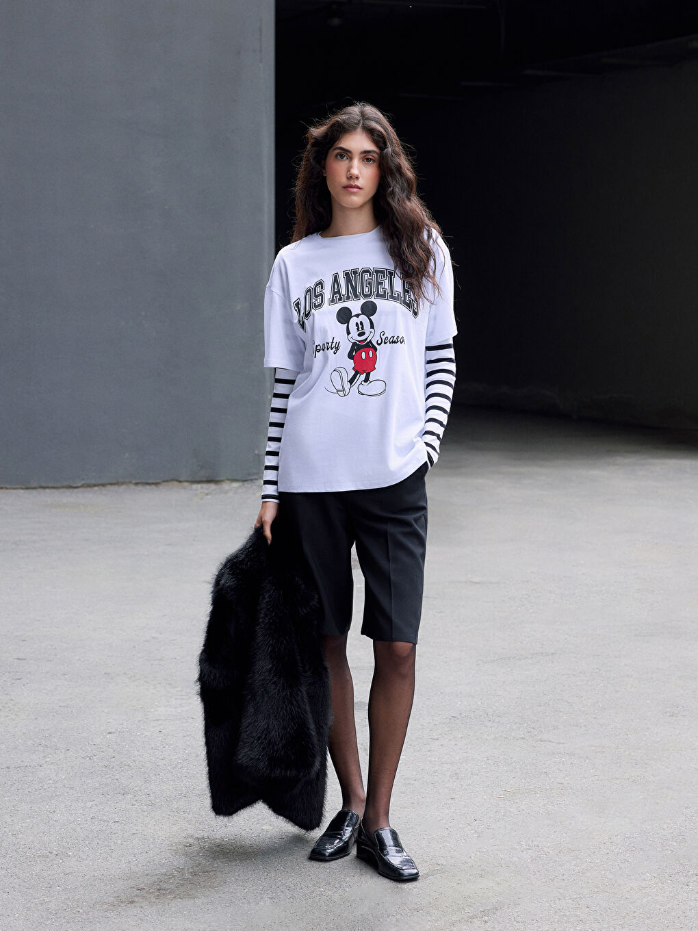 Crew Neck Mickey Mouse Printed Women's T-Shirt