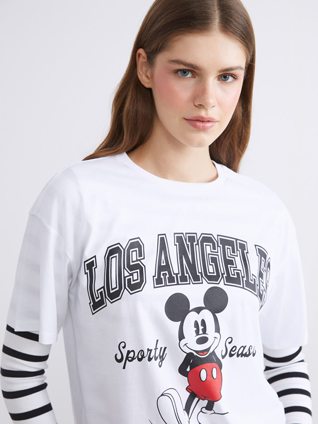 T-shirt imprimé Mickey Mouse à col rond pour Femmes-2