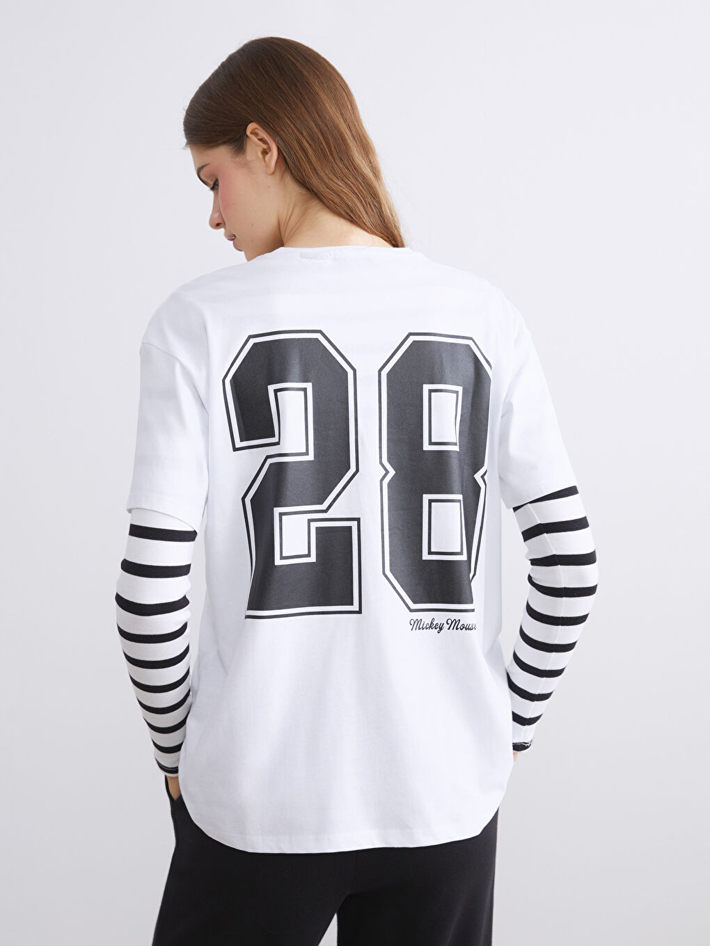 T-shirt imprimé Mickey Mouse à col rond pour Femmes-3