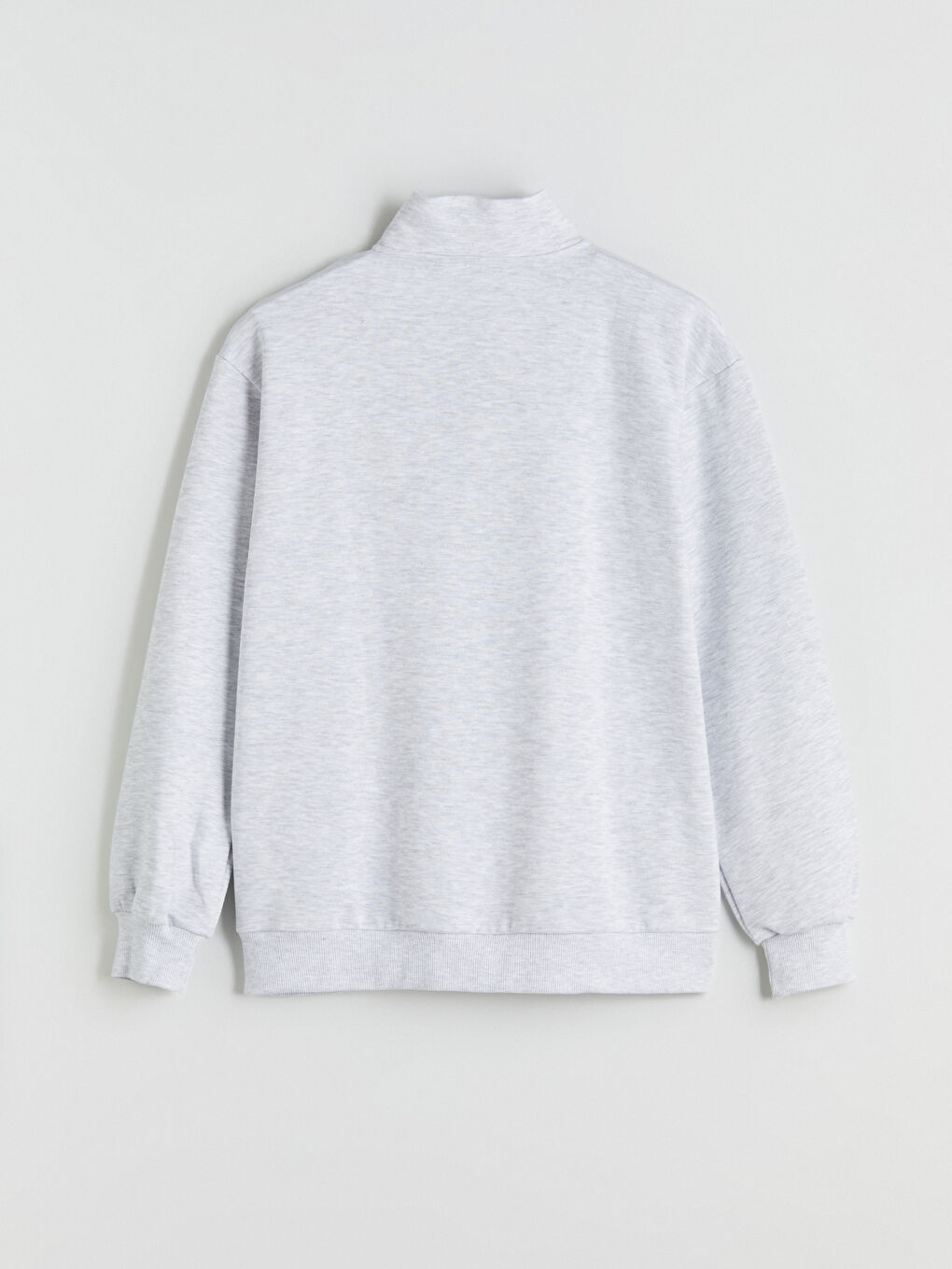 Gri Dik Yaka Mickey Mouse Nakışlı Oversize Kadın Kalın Sweatshirt-6