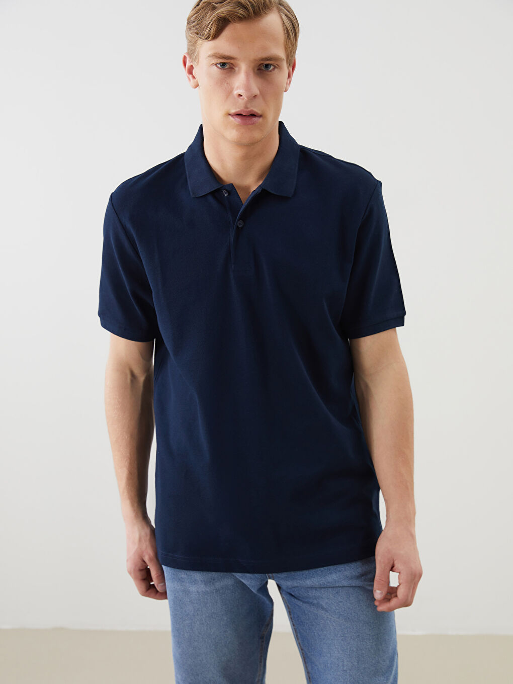 Lacivert Polo Yaka Pike Erkek Tişört