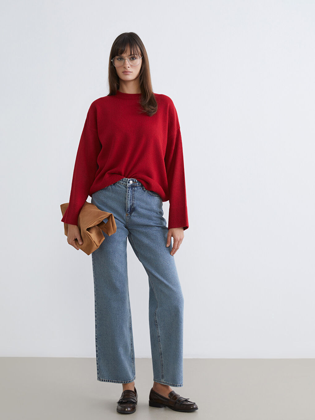 Crew Neck Oversize Women's Knitwear Sweater-1