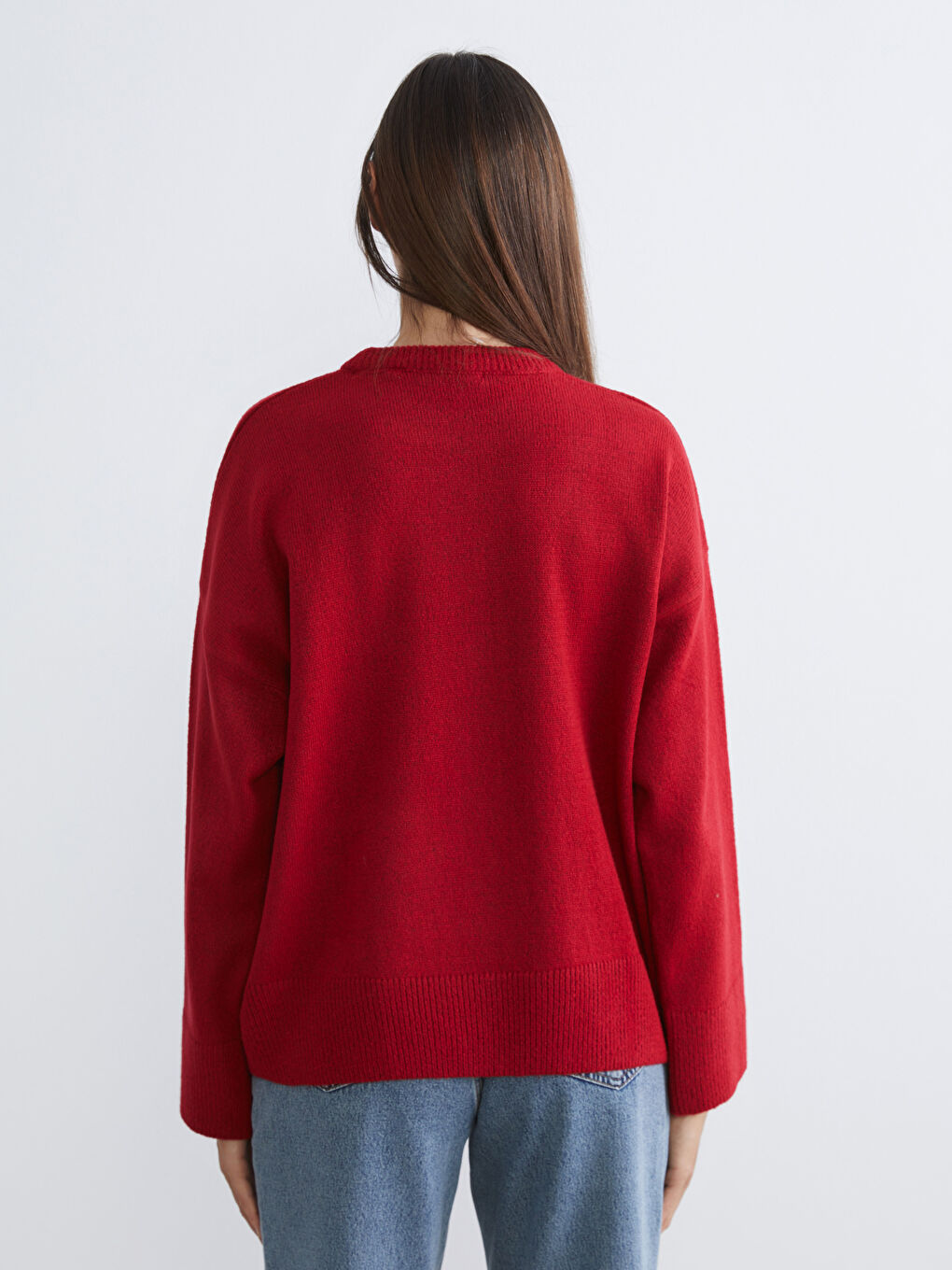 Crew Neck Oversize Women's Knitwear Sweater-3