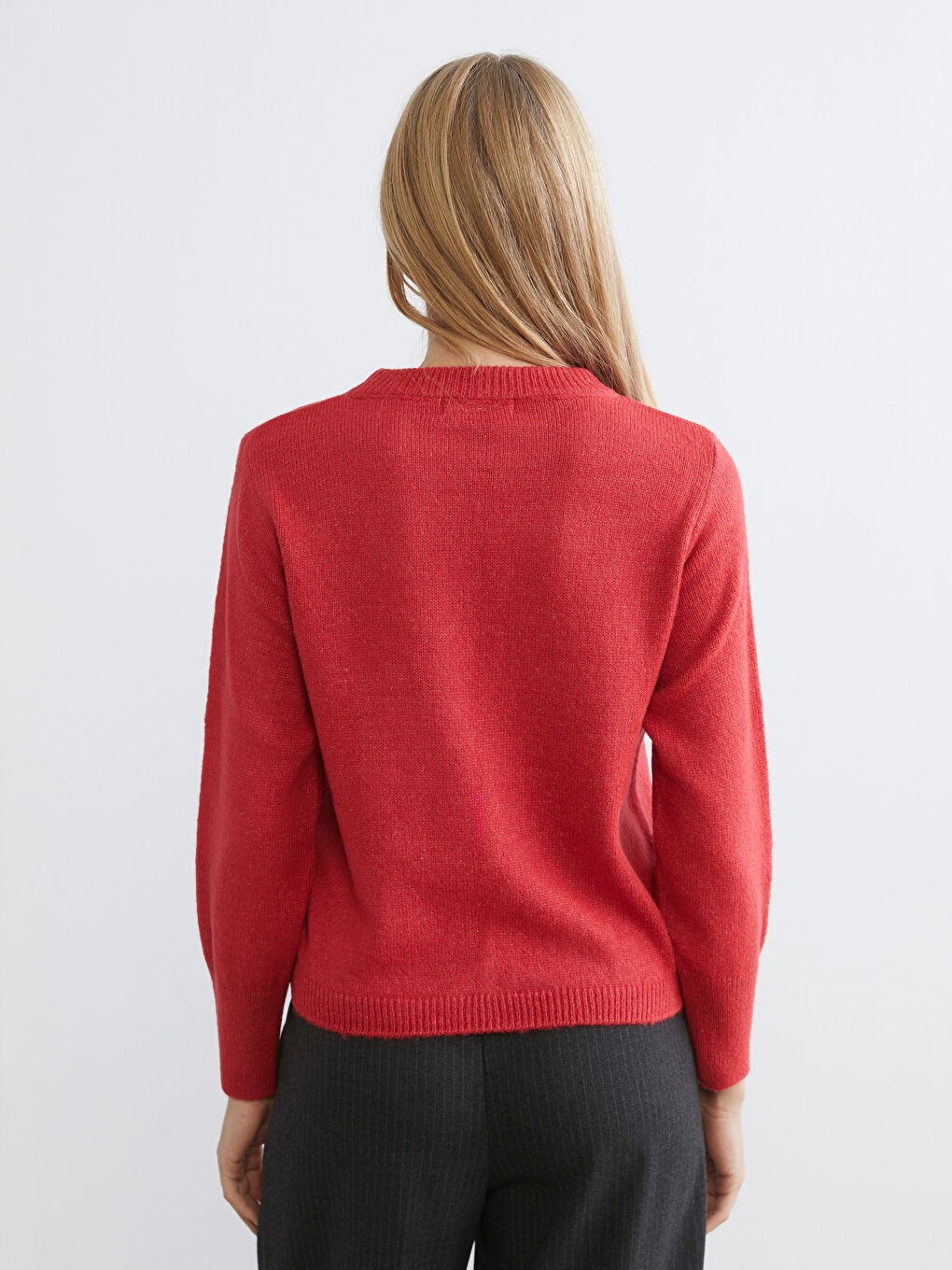 سترة تريكو بياقة دائرية للسيدات-3