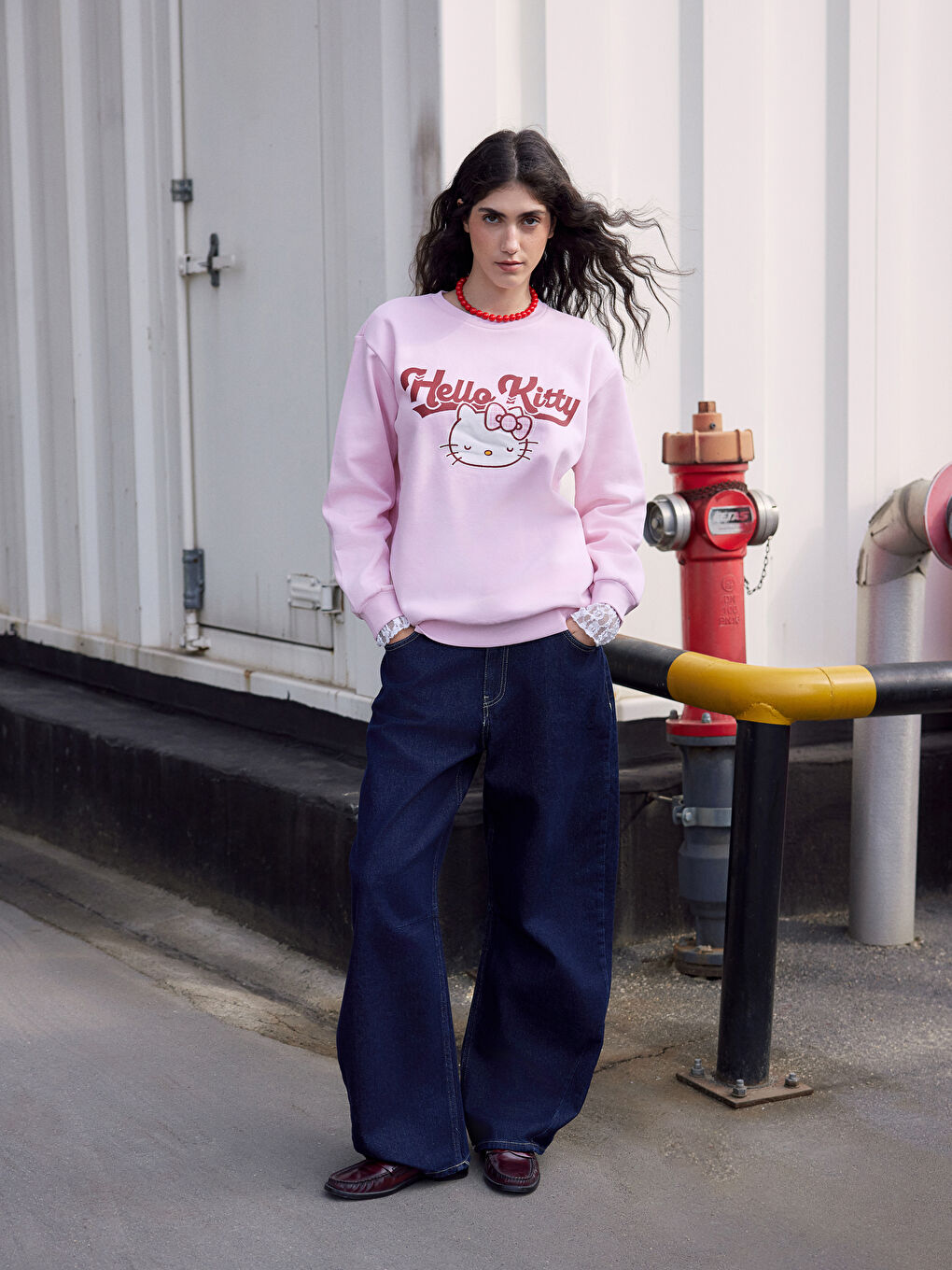 Hello Kitty Printed Oversize Women's Thick Sweatshirt