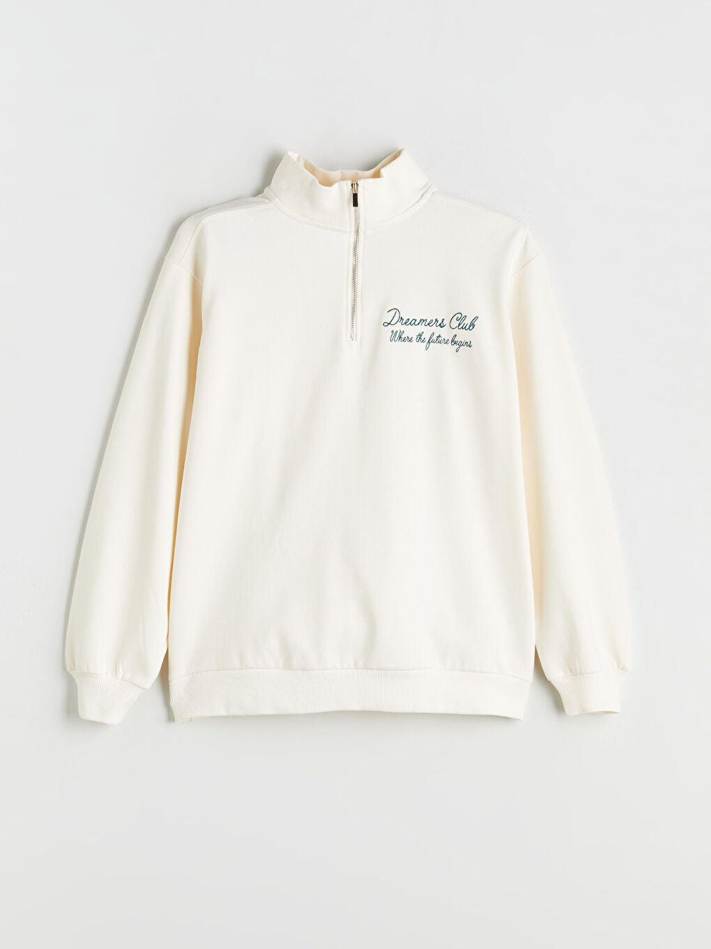 Толстый свитшот с вышивкой и воротником-труба оверсайз для женщин-5