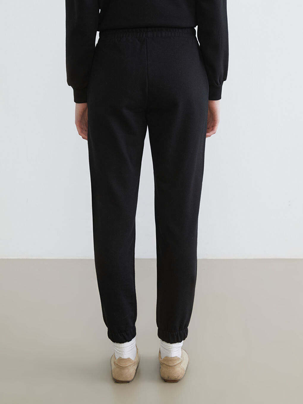 Siyah New York Baskılı Kadın Kalın Jogger Eşofman Altı-3