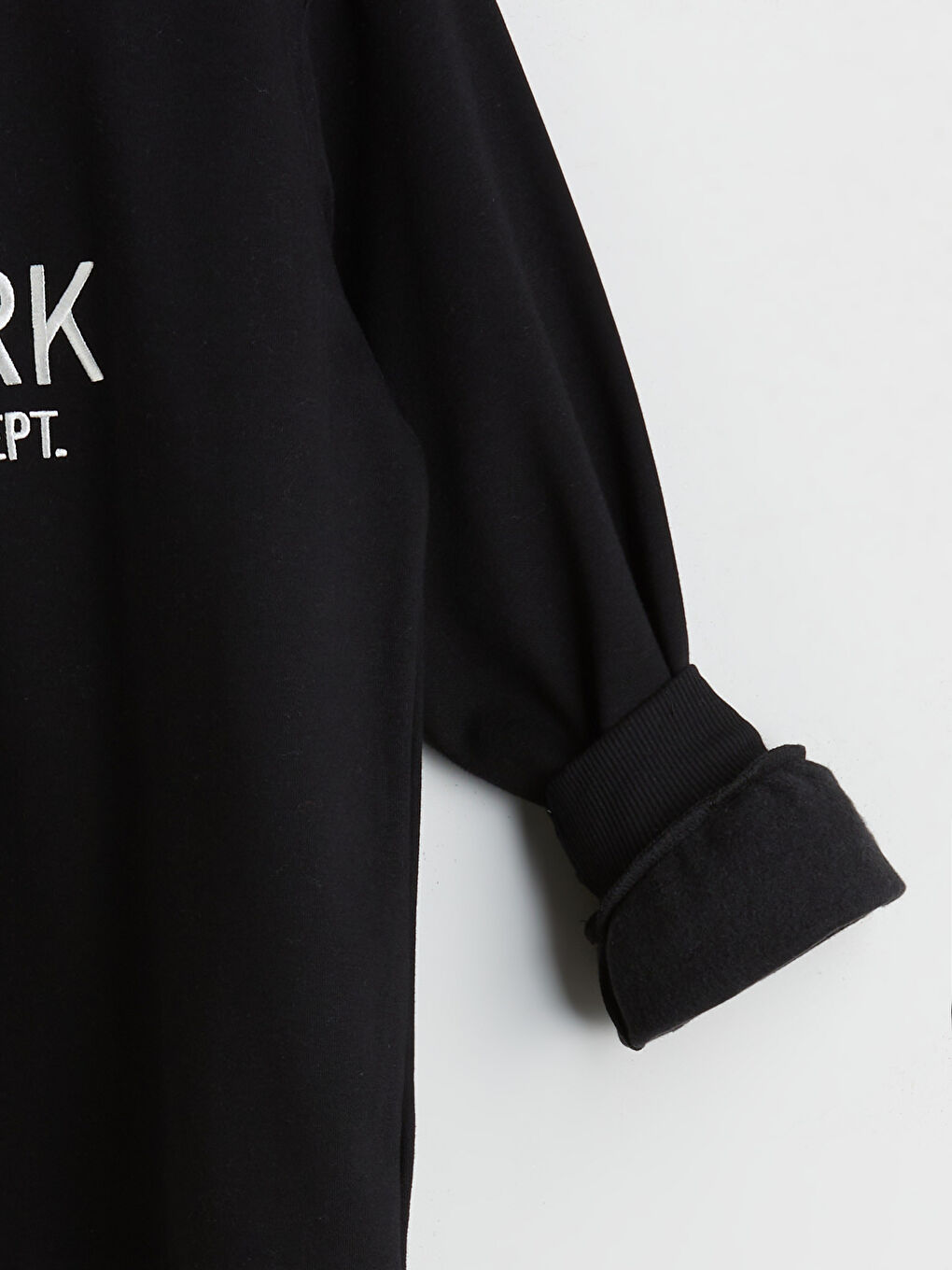 Siyah New York Nakışlı Oversize Kadın Kalın Sweatshirt-6