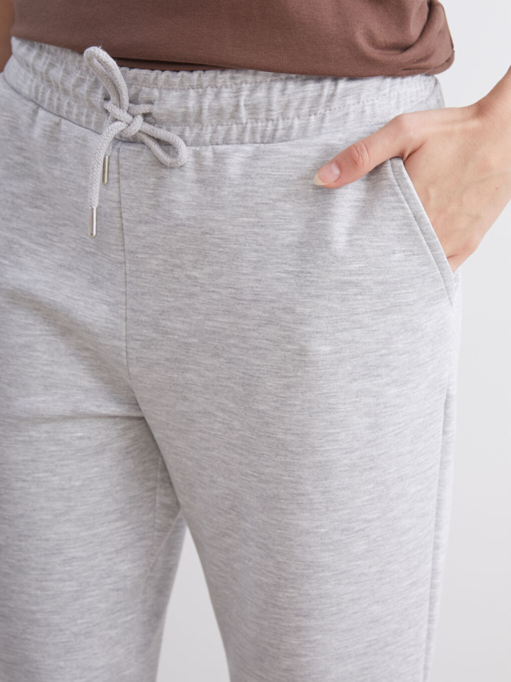 Gri Beli Lastikli Kadın Eşofman Altı-2