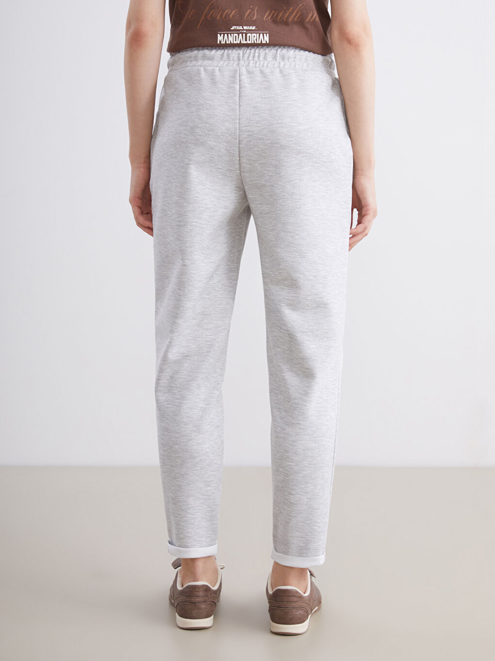 Gri Beli Lastikli Kadın Eşofman Altı-3