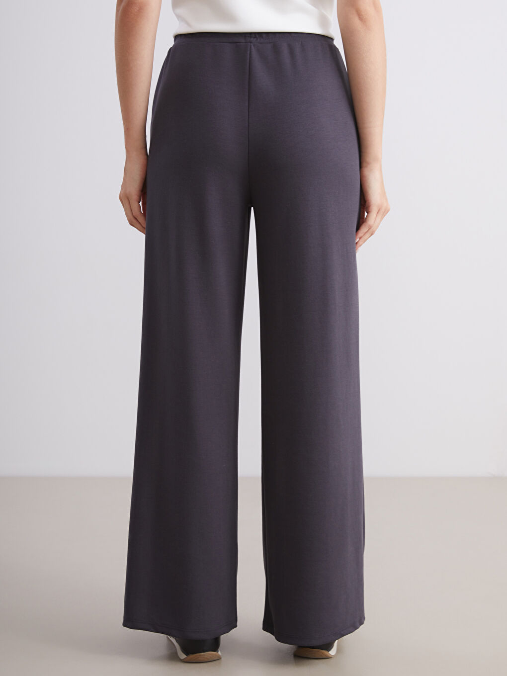 Antrasit Beli Lastikli Kadın Eşofman Altı-3