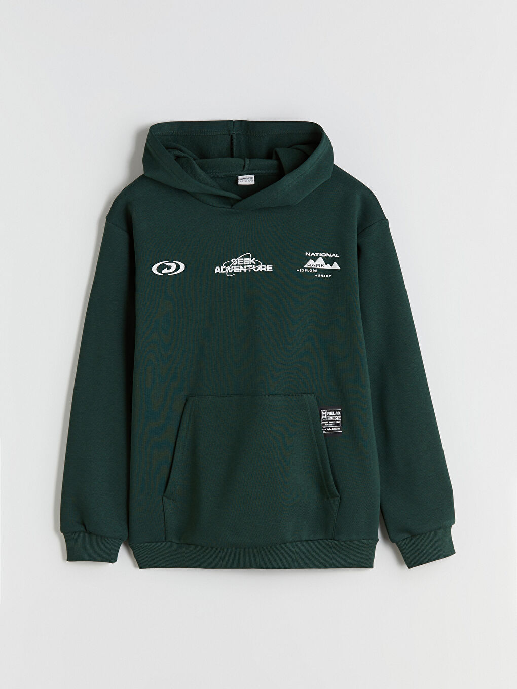 Yeşil Kapüşonlu Baskılı Erkek Çocuk Sweatshirt