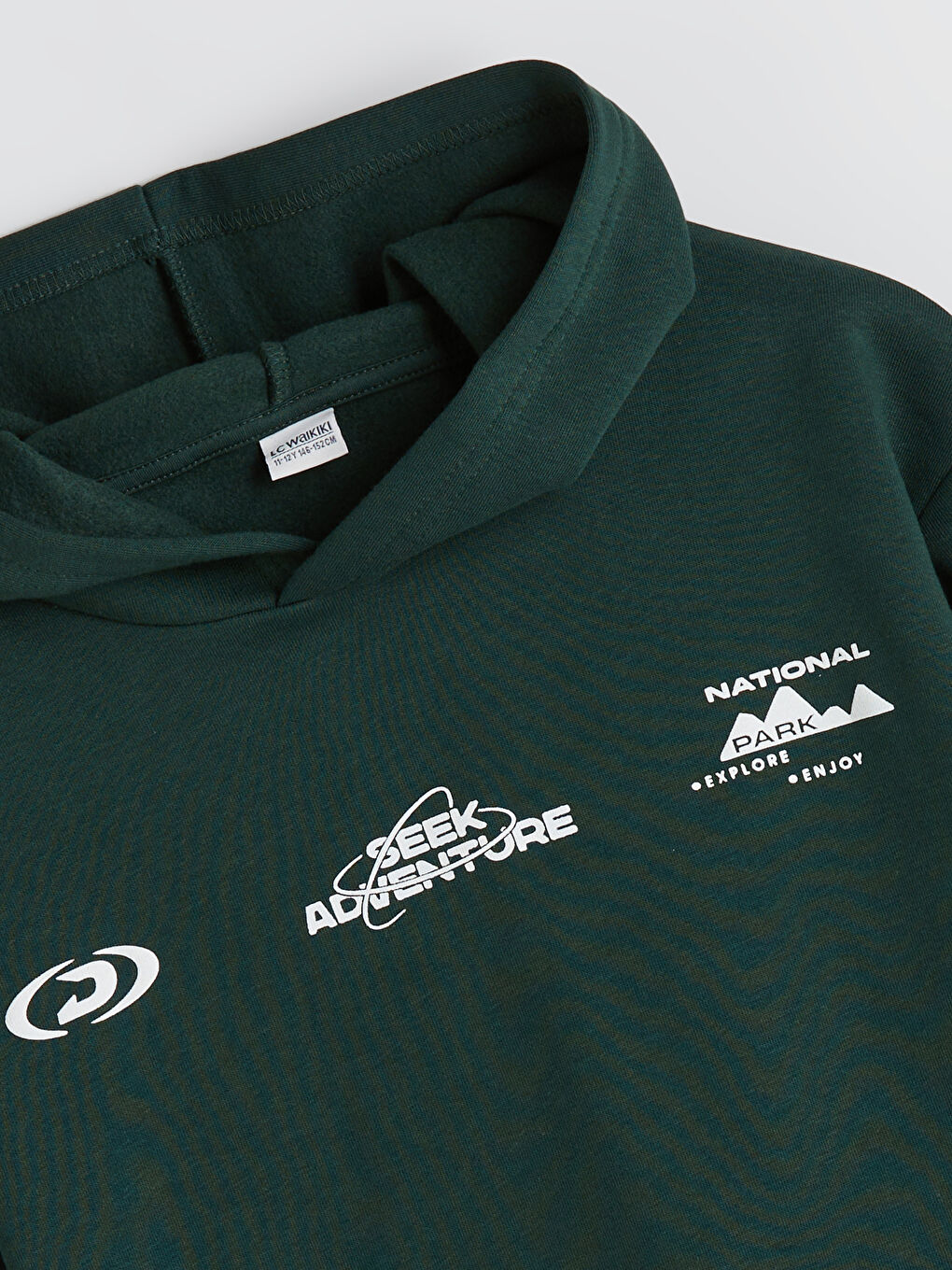 Yeşil Kapüşonlu Baskılı Erkek Çocuk Sweatshirt-2