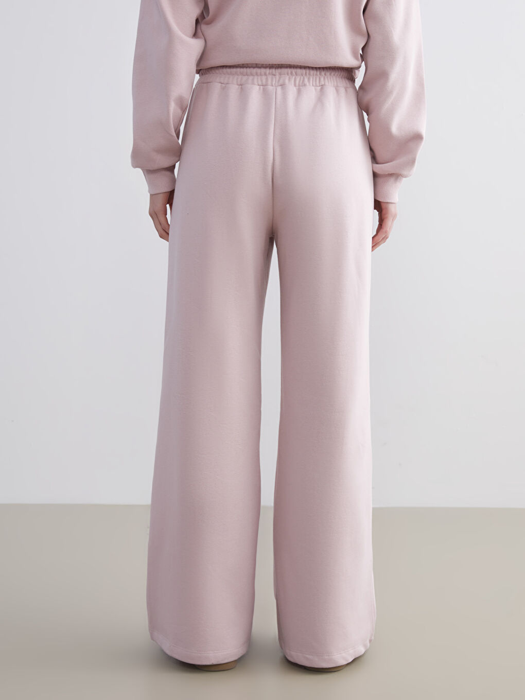 Pembe Beli Lastikli Kadın Kalın Eşofman Altı-3