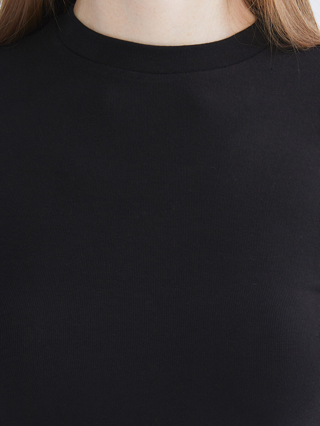 Siyah Bisiklet Yaka Kadın Body-2