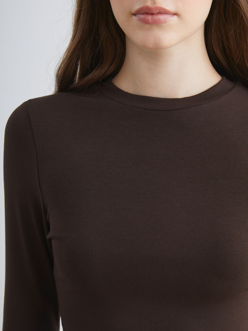 Kahverengi Bisiklet Yaka Kadın Body-2