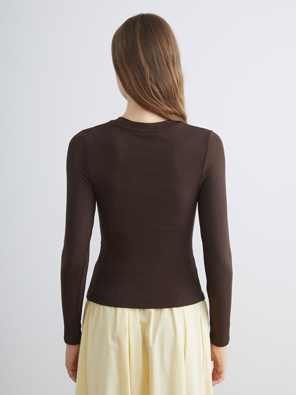 Kahverengi Bisiklet Yaka Kadın Body-3