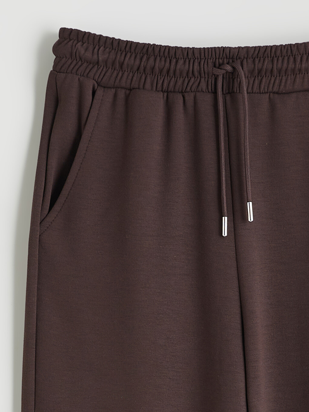 Kahverengi Beli Lastikli Kadın Jogger Eşofman Altı-5