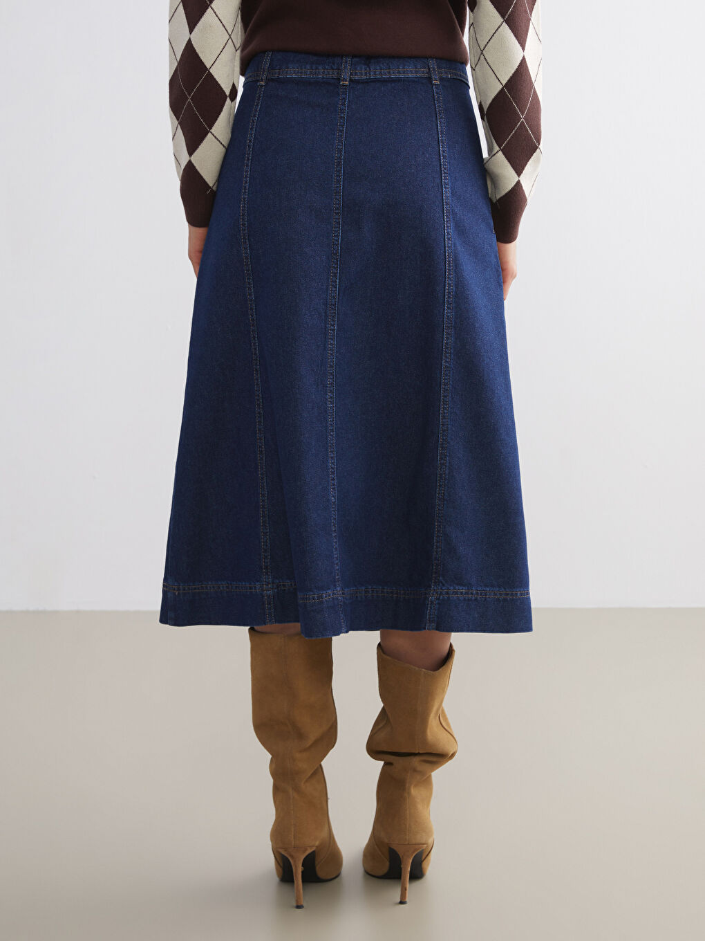 İndigo Loose Fit Jean Etek-7