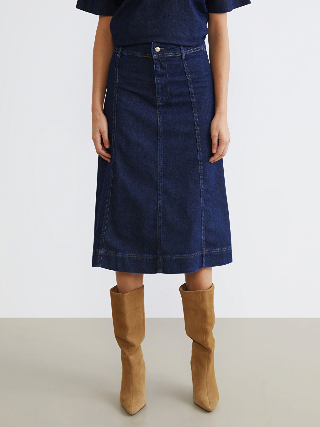 İndigo Loose Fit Jean Etek-2