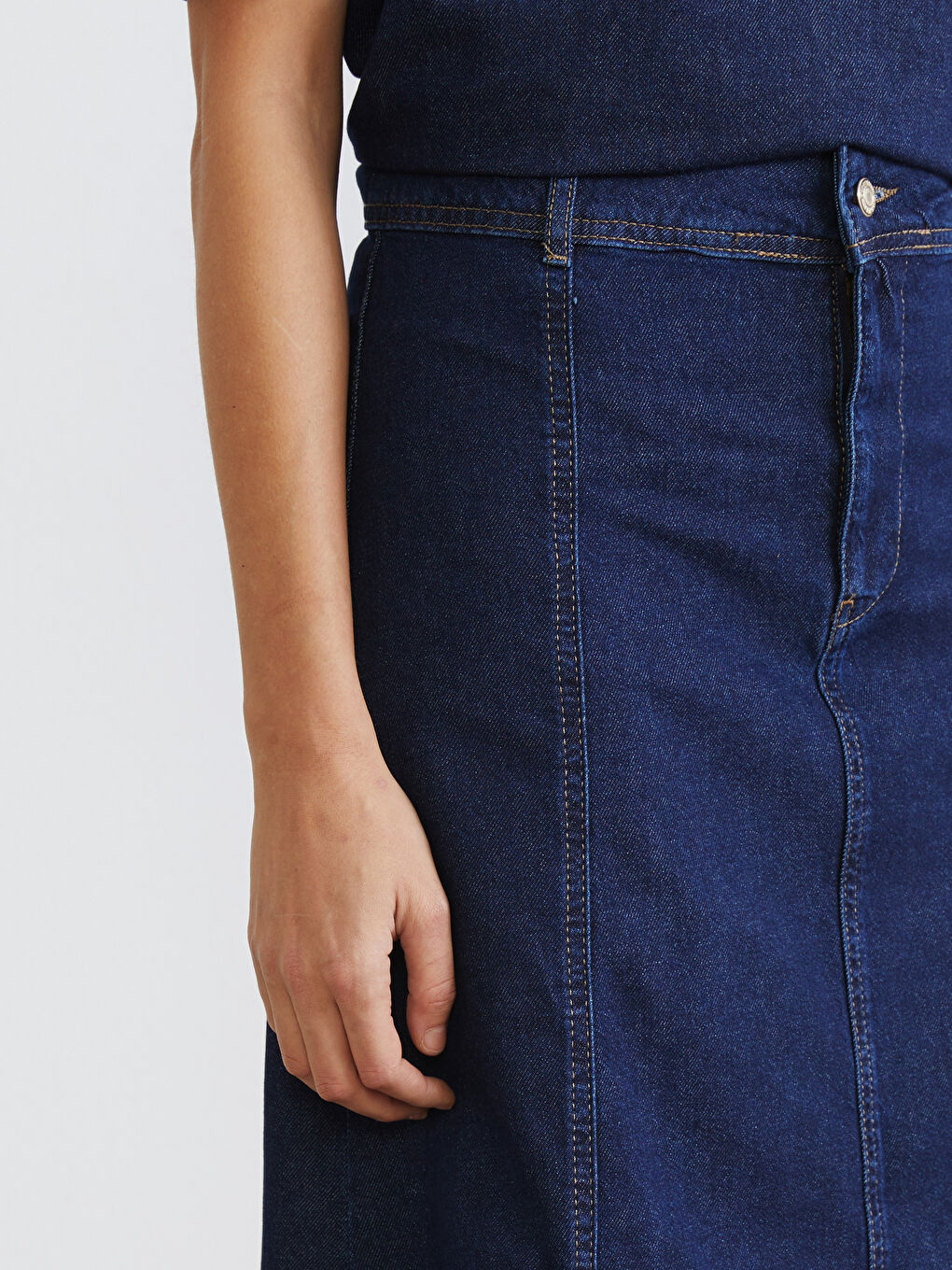 İndigo Loose Fit Jean Etek-4