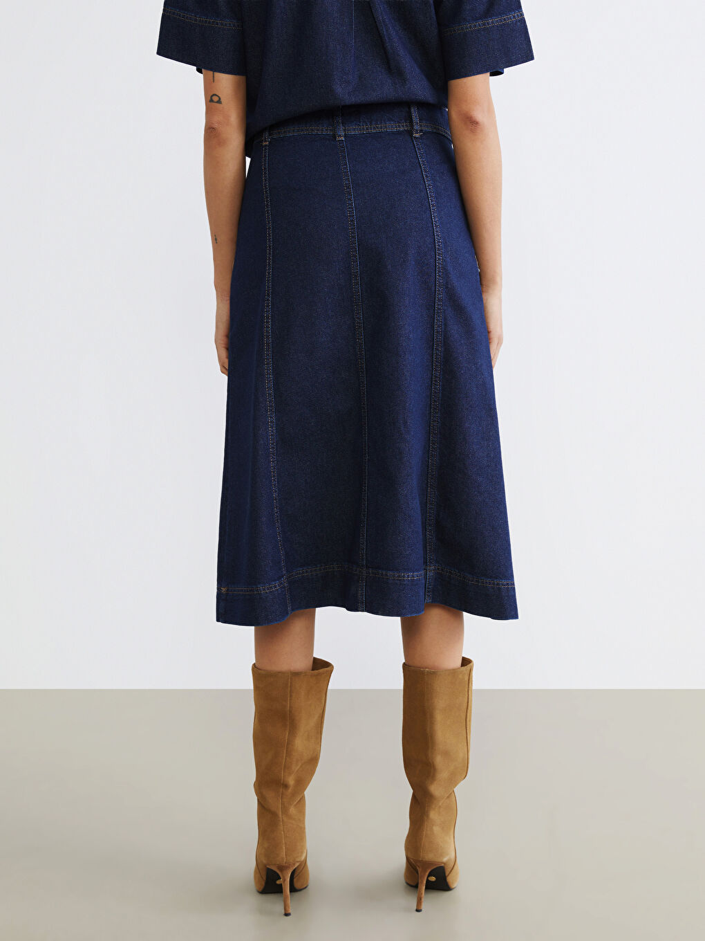 İndigo Loose Fit Jean Etek-6