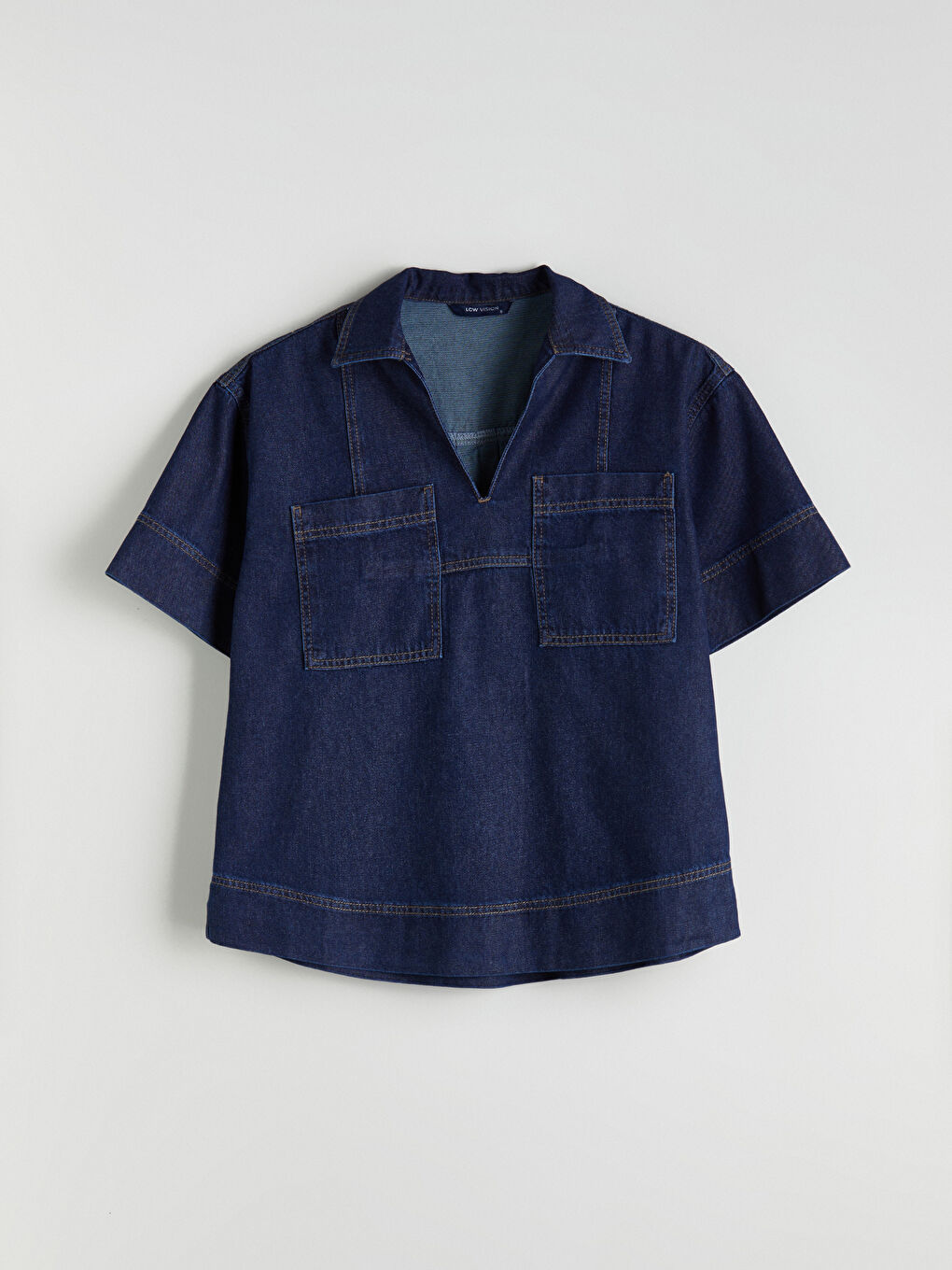 İndigo Loose Fit Kadın Jean Gömlek-4