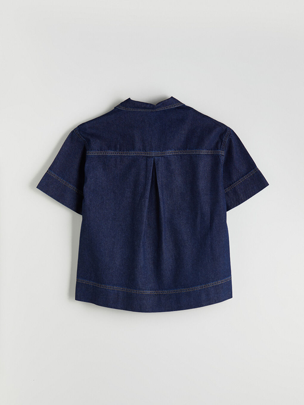 İndigo Loose Fit Kadın Jean Gömlek-5