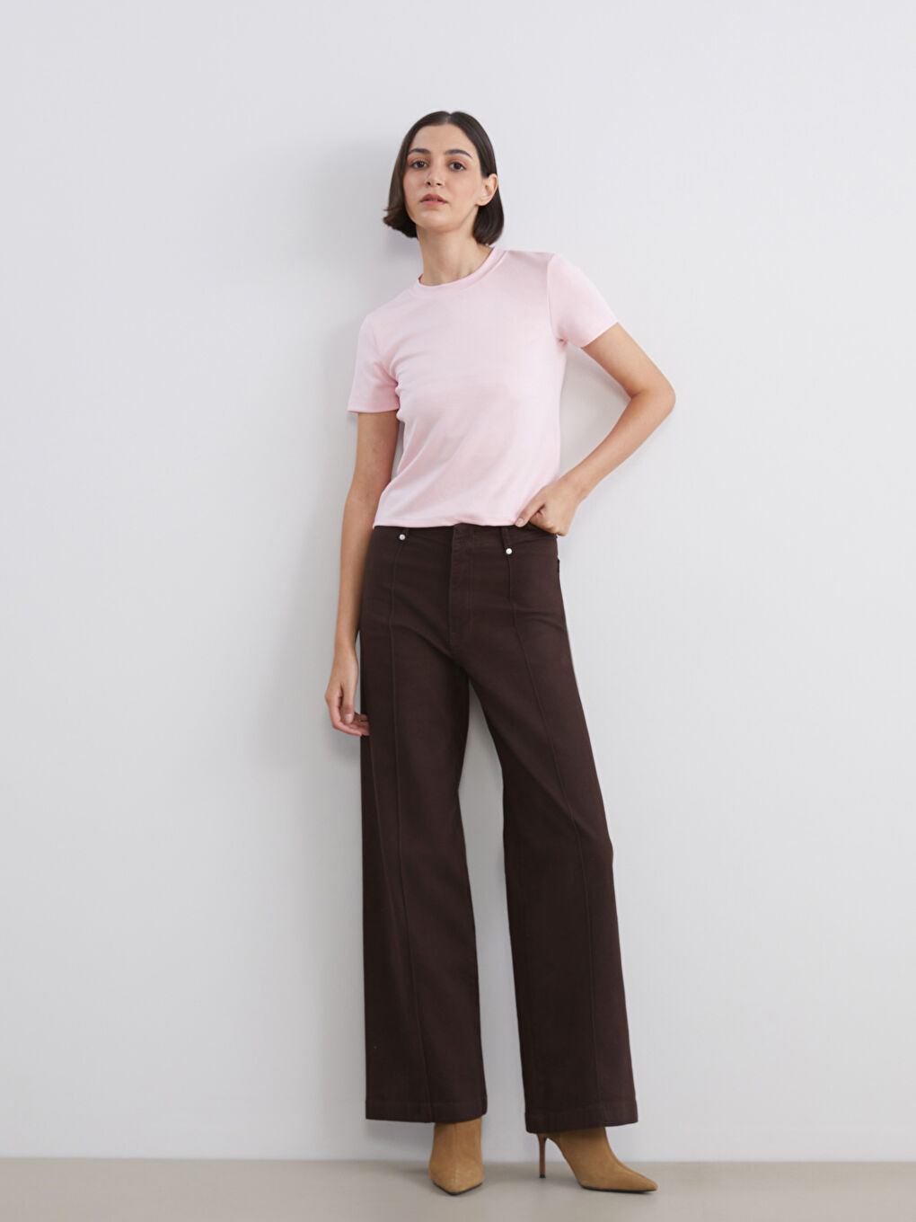 Kahverengi Straight Fit Kadın Jean Pantolon