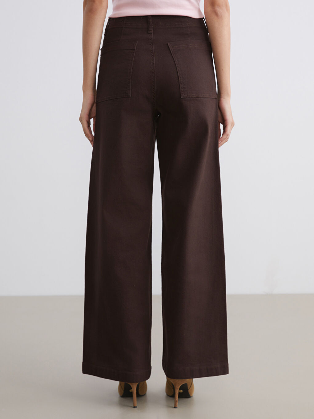 Kahverengi Straight Fit Kadın Jean Pantolon-3
